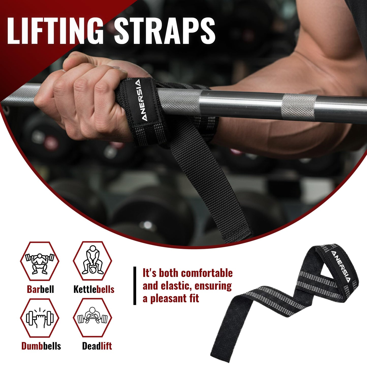 ANERSIA 10 in 1 Barbell Pad Set for Squats & Hip Thrust – Barbell Pad with Resistance Bands, Lifting Straps, Ankle Straps & Barbell Clamps – Weightlifting Accessories Kit for Home Gym
