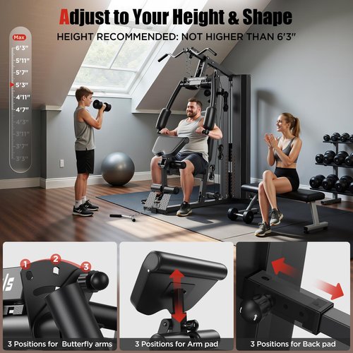 Sportsroyals Multi Home Gym, Gym Equipment, Workout Equipment, 154LBS Weight Stack Adjustable, Fitness Equipment