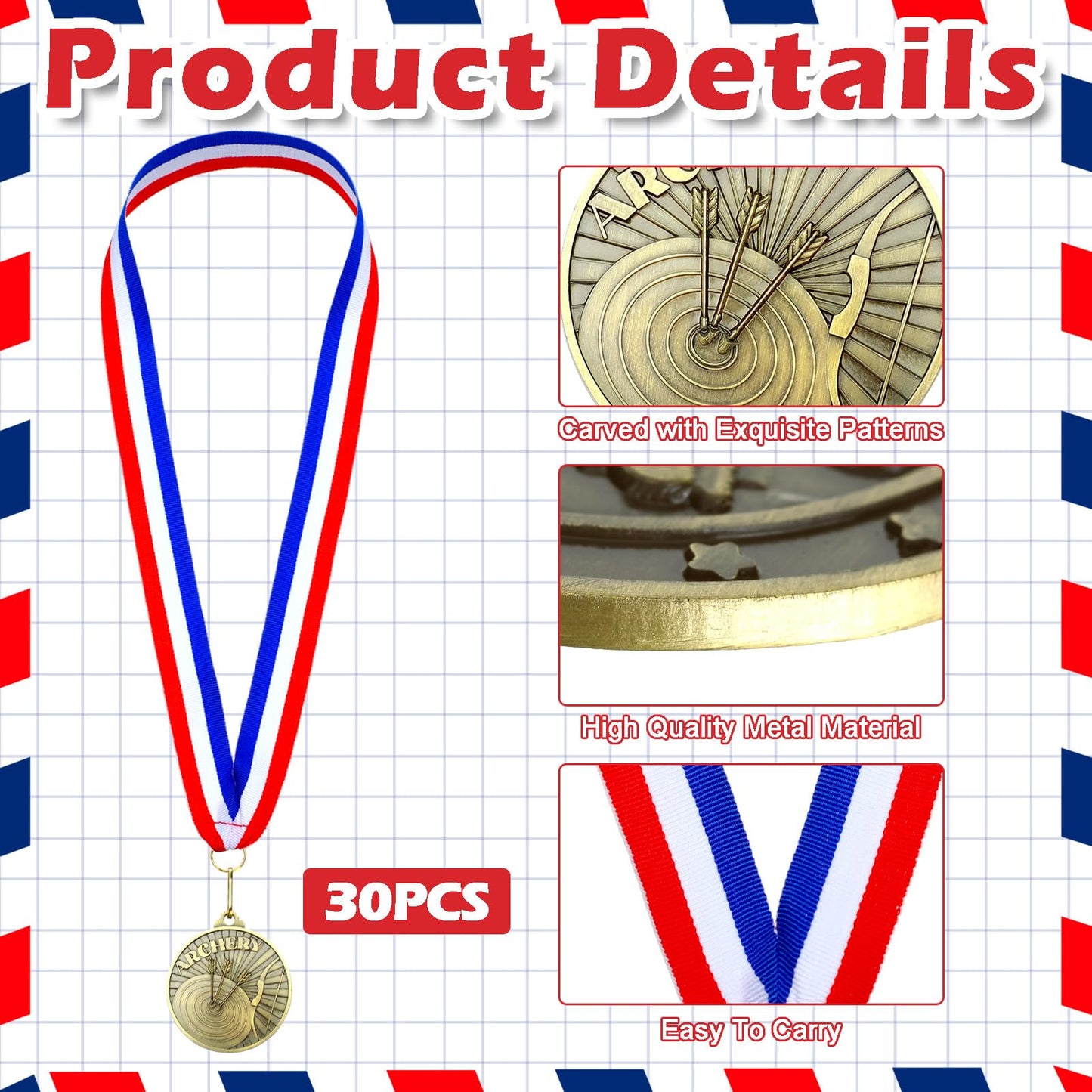 Remuuly 30 Pcs Award Medals Bulk 2'' Gold Trophy Award Winner Metal First Place with Neck Ribbons Award Prize Gift for Tournaments Match Sports Competition Teams Adult