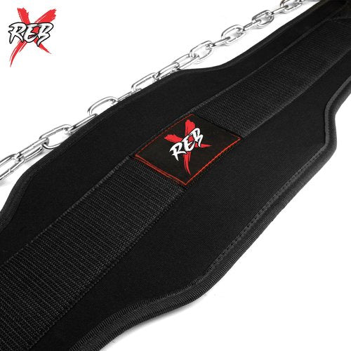 REBX Weight Belt – Heavy-Duty Nylon Dip Belt with Neoprene Padding – Ideal for Pull-Ups, Chin-Ups, Dips, Squats & Strength Training – Unisex Weightlifting Belt