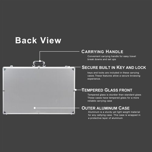 Aluminum Glass Display Case for Cards, XL Large Table Top Display Case with Lock, Portable Trade Show Display Case for Jewelry MTG Cards Collectible Cards