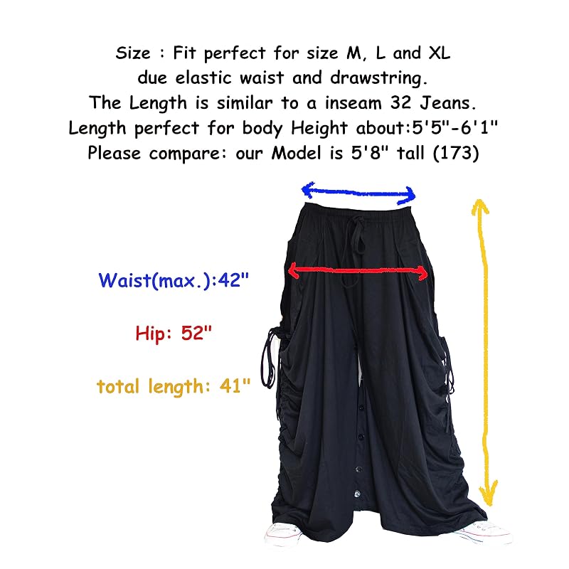 Black Sakoonee Women's Harem Pants Palazzo Dhoti Lounge Trousers
