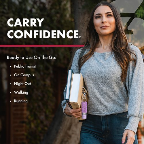 SABRE Self Defense Spray, 3-in-1 Formula Contains Max Strength Pepper Spray, CS Military Tear Gas & UV Marking Dye, Quick Release Easy Carry Key Ring, Finger Grip for Accurate Aim, 0.54 fl oz, 2 Pack