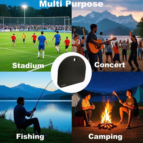 UCOMFEEL Waterproof Stadium Seat Cushions 2 Pack with Cut in Handle, 15.4x13x1.2 inches, Lightweight & Portable Foam Stadium seat pad, Set of 2 (Black)