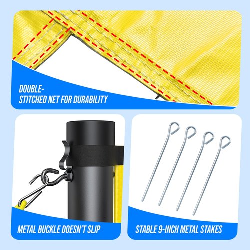 Patiassy Outdoor Portable Volleyball Net Set System - Quick & Easy Setup Adjustable Height Steel Poles, PU Volleyball with Pump and Carrying Bag for Beach Backyard (Yellow)