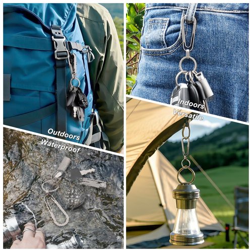 PJYTAC Carabiner Keychain Clip for Keys, 2 Inch Small Titanium Carabiner Heavy Duty Key Holder Clip with Key Ring, Quick Release, Anti-Lost, Llaveros para Hombres -1 Pack