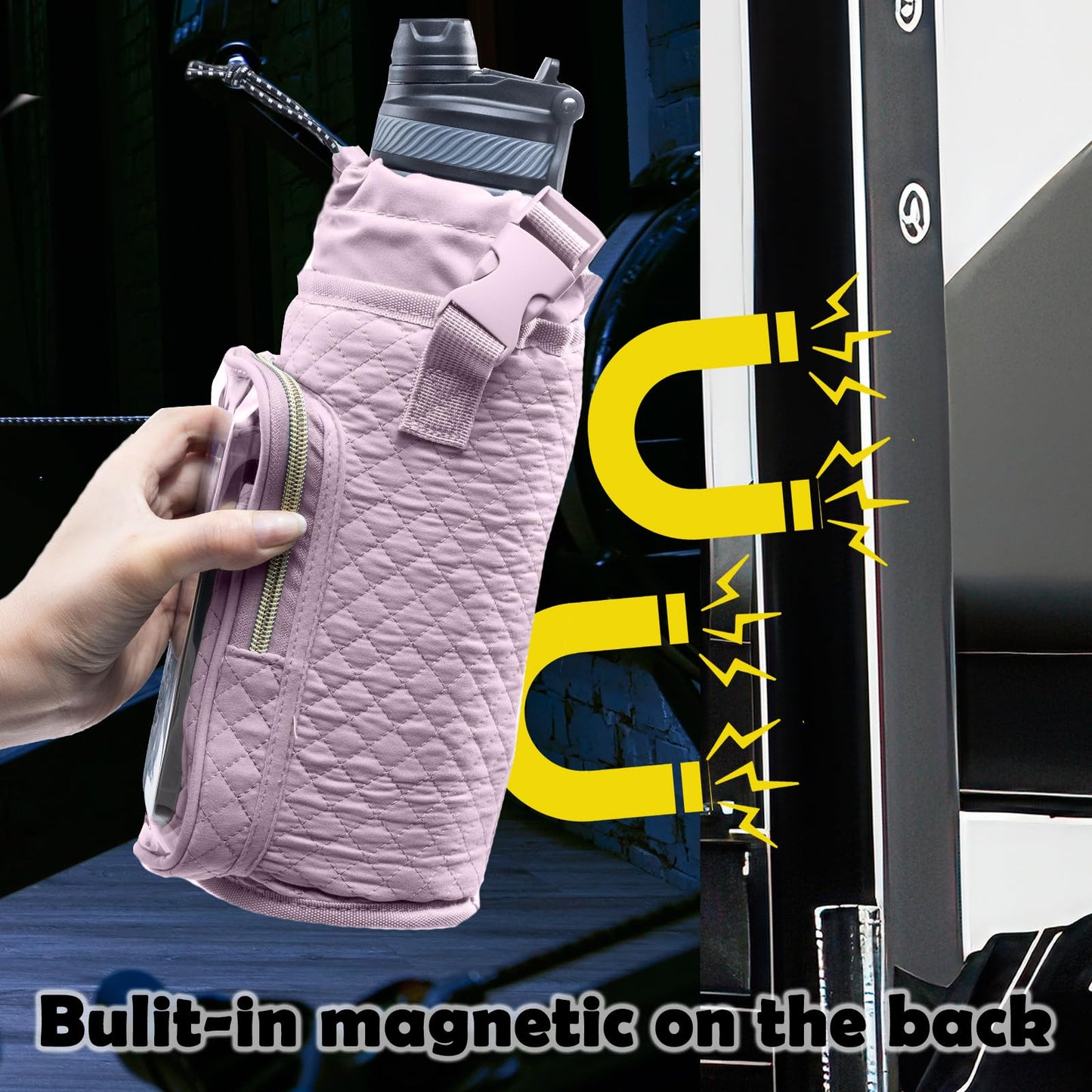 SPORJET Magnetic Gym Bag Bottle Holder - Phone Holder - Bottle Sling Bag Essentials, Gym Gifts for Men and Women