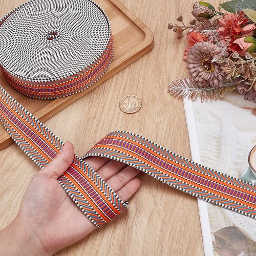 PLIGREAT 10 Yards Jacquard Cotton Webbing 1.5 Inch Heavy Cotton Webbing Strap Red Polyester Webbing Straps Bag Handles Tote Cloth Belt for DIY Crafts Making Outdoor Supplies