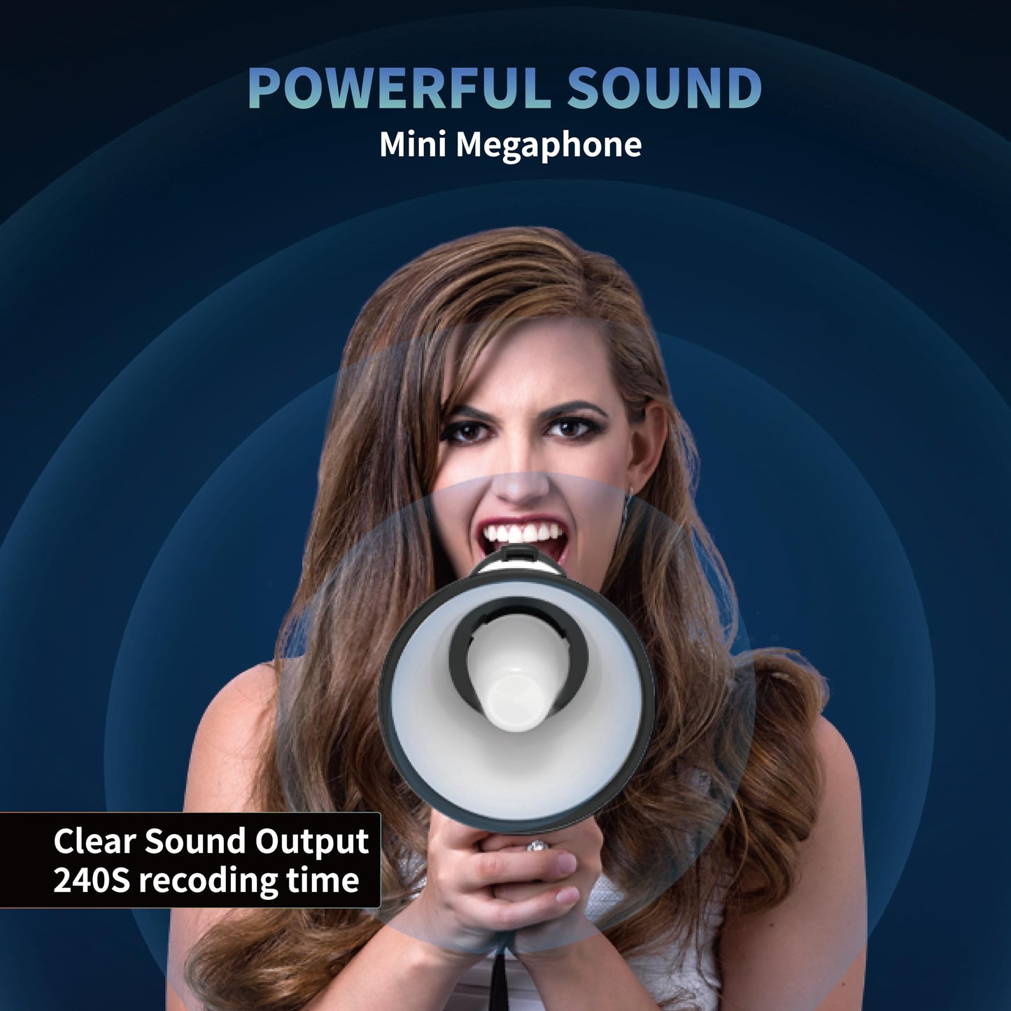 Flydot Megaphone with Speaker Microphone Siren and 240-Second Recording Bulhorn Includes Volume Control for Outdoor Events and Crowd Management White