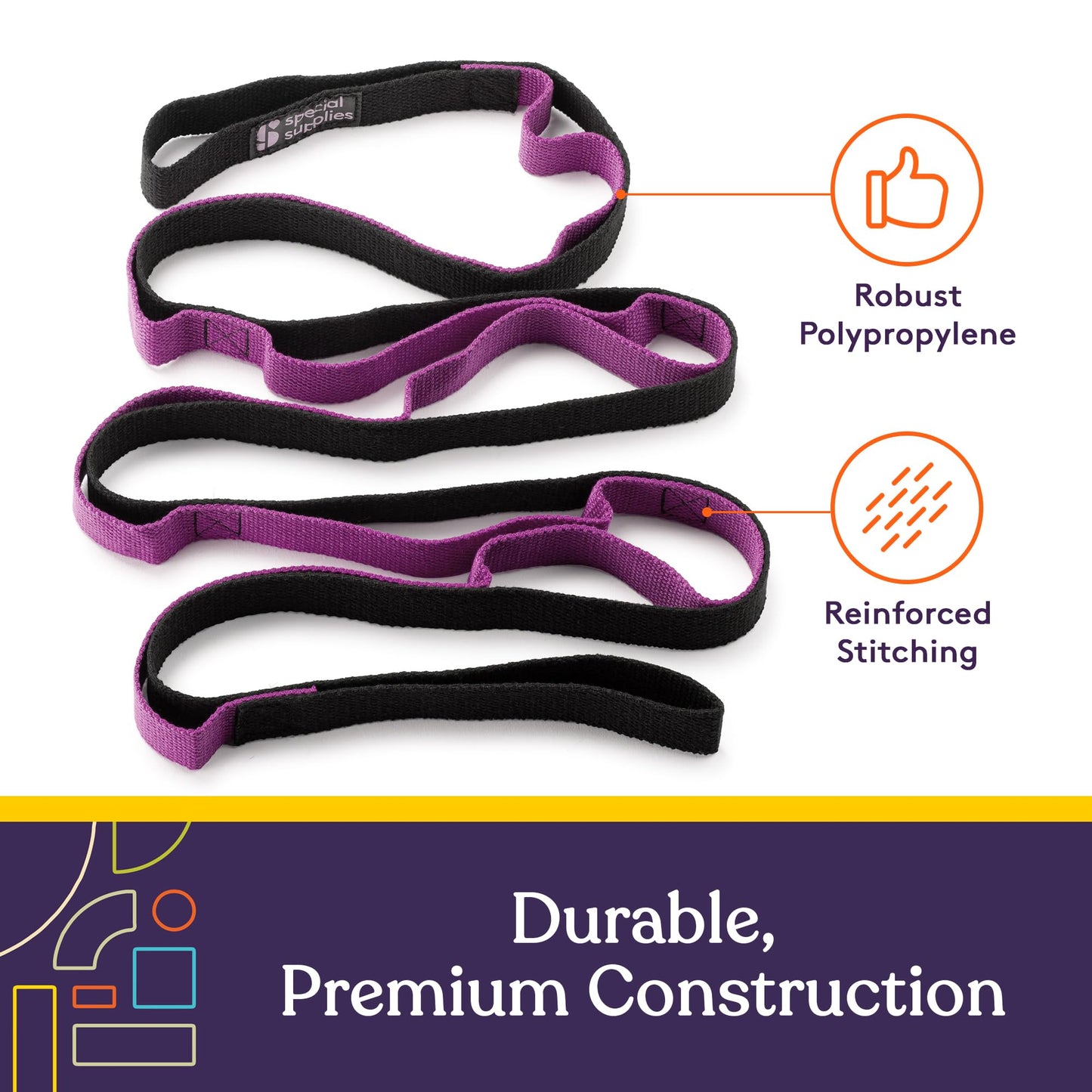 SPECIAL SUPPLIES Yoga Strap for Stretching, Stability Training, Fitness, Flexibility, Physical Therapy, Home Workout Equipment, Strength Training, and Pilates (Purple)