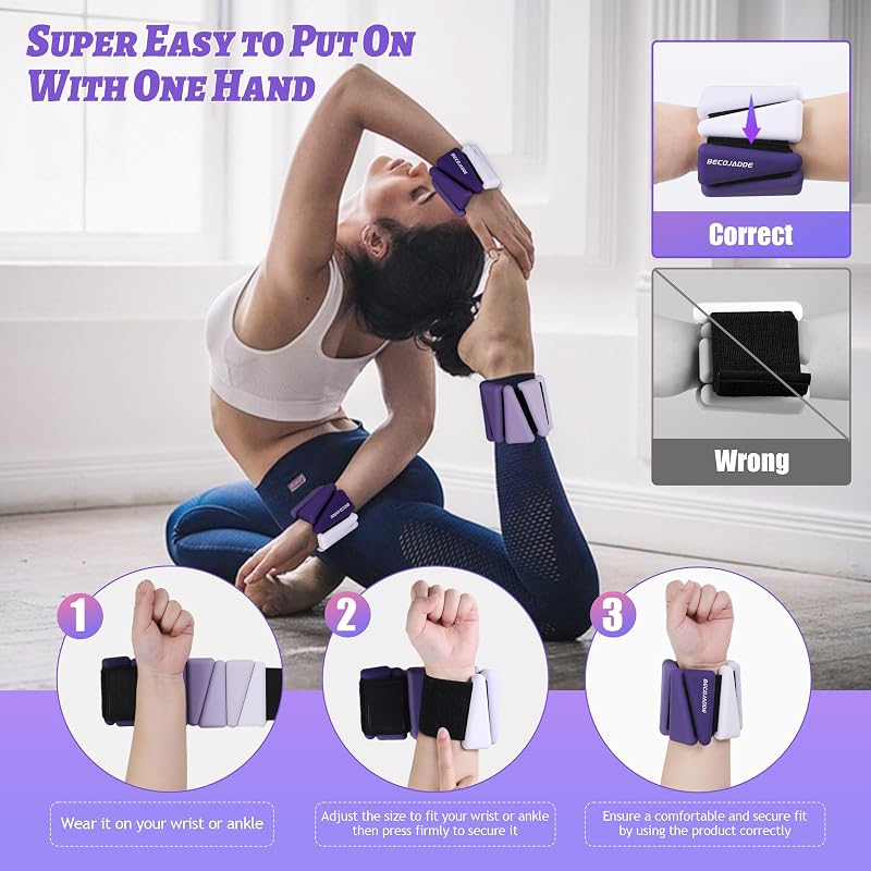 Gradient Ankle Weights for Women – Adjustable 2lb Pair (4lb Total), Includes Wrist Weights