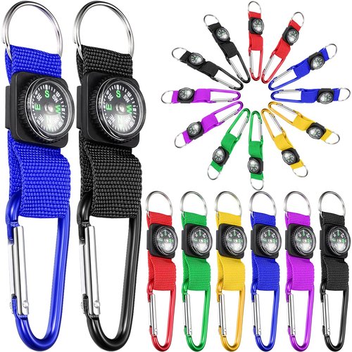 Toodoo 36 Pieces Compass for Kids Bulk Metal Mini Compass Keychain Hiking and Survival Adventure Camping Belt Clips Theme Birthday Party Favors for School Outdoor Hiking