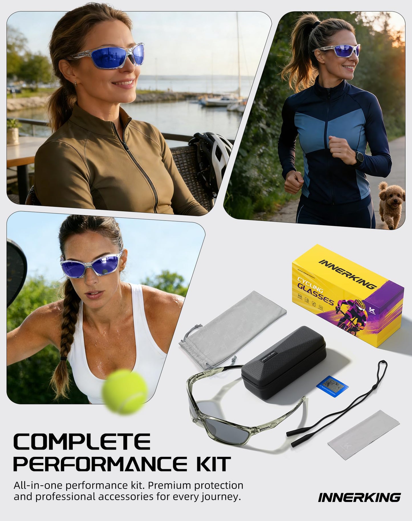 Innerking Polarized Sports Running Cycling Sunglasses for Men & Women TR90
