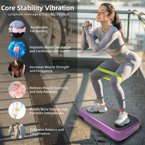 Vibration Plate Exercise Machine, Whole Body Fitness Platform for Lymphatic Drainage, Vibrating Shaker Board with 120 Speed Levels, Weight Loss and Fat Burner Workout Equipment for Women and Men