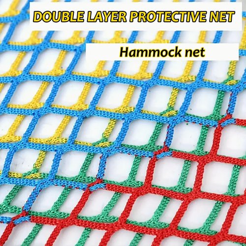 PSYCHEJOYS Climbing Cargo Net, Double Layers Playground Safety Net, Rope Bridge Nets, Small Aperture Hammock Net, for Treehouse,Obstacle Training,Back Yard(Size:1.5x2m)