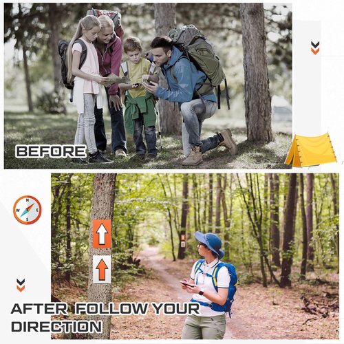 Humyoun 150 Pcs Racing Course Trail Marker Arrow Sticker Directional Signs Floor Markers Flashing Signs for Outdoor Camping Hiking Hunting Driving, 8 x5