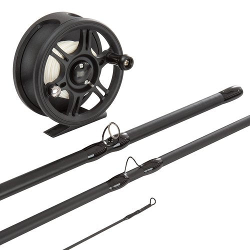 Fly Fishing Rod and Reel Combo - Including Carrying Case, Flies, and Fishing Line - Charter Series Gear and Accessories by Wakeman (Black)