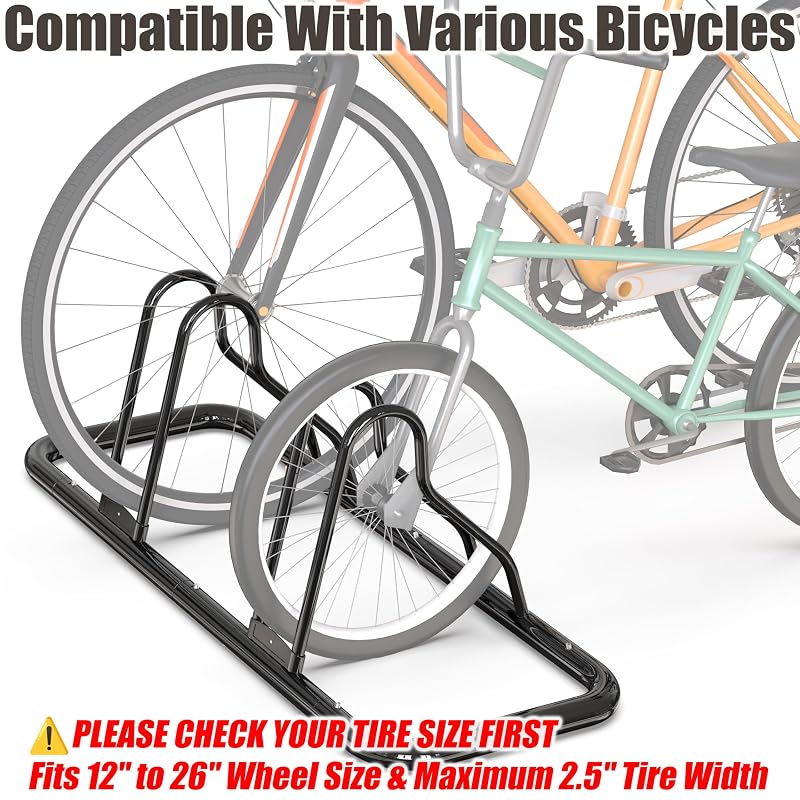 2-Bike Adjustable Floor Storage Rack - Black by Simple Houseware (Variation: Black+2-Compartment)