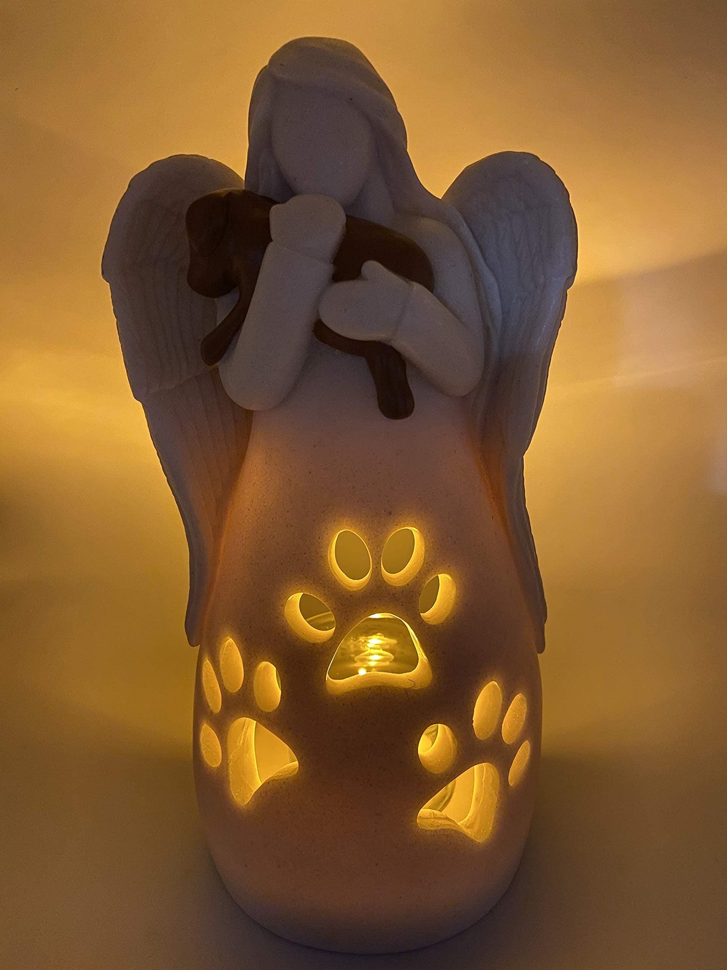 OakiWay Dog Memorial Gifts – Dog's Angel Candle Holder Statue w/Flickering Led Candle - Pet Loss Gifts, Dog Lovers Gifts for Women, Sympathy Gift Ideas for Loss of Dog, Angel Figurines Dog Decor