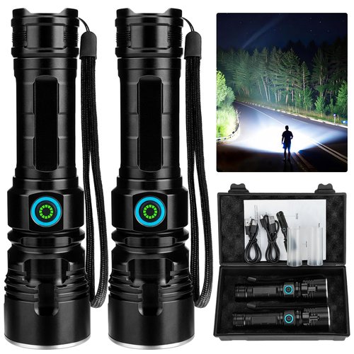 MILAOSHU Rechargeable Flashlights 990000 High Lumens - 2 Pack, 12 Hours Powerful LED Flash Light with Multiple Light Modes, Super Bright & IPX5 Waterproof Torch for Camping, Home, Emergencies