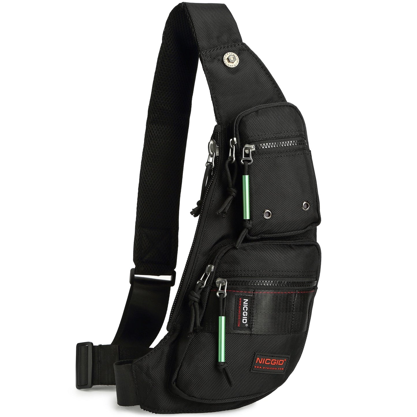 NICGID Sling Bag Chest Shoulder Backpack Crossbody Bags Casual Daypack for Men Women (Black-2854)