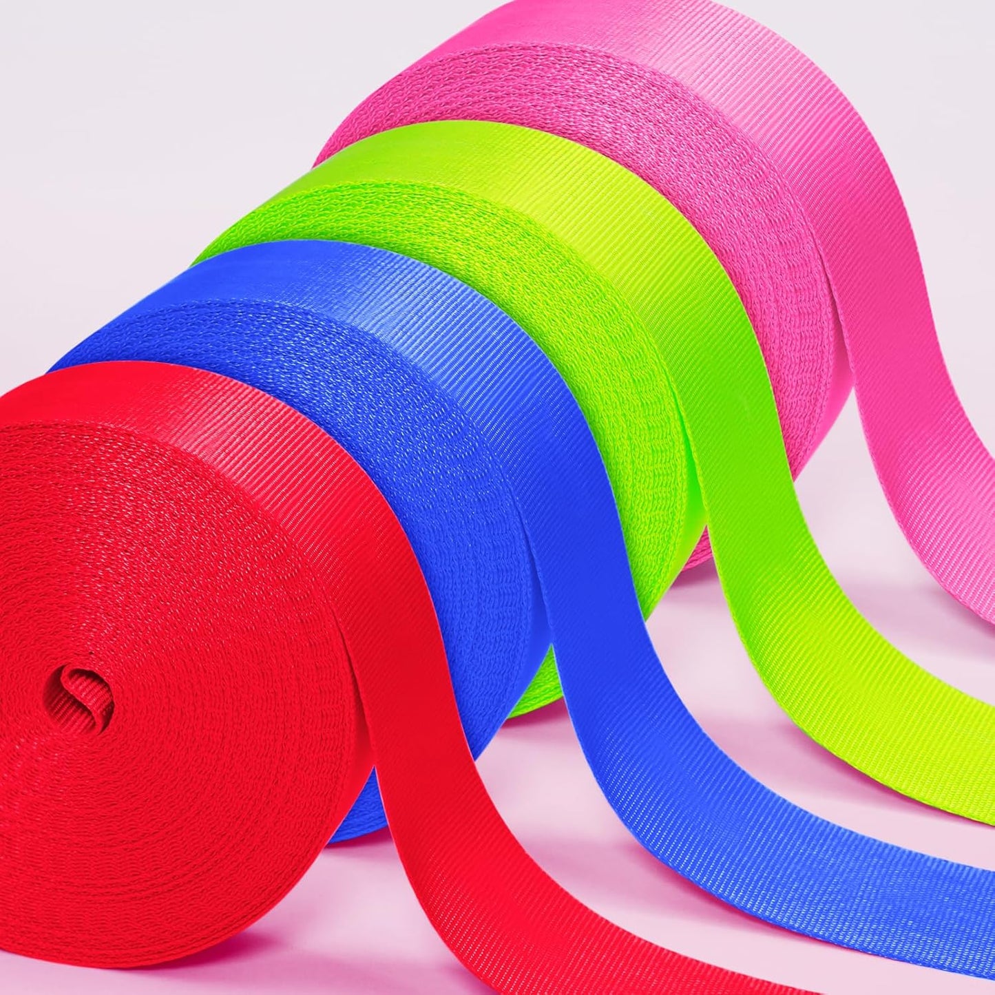 12 Rolls Nylon Webbing 1 Inch 1.5 Inch Heavy Duty Nylon Strap Webbing Strapping for Lawn Chair Backpack Straps Climbing Pet Collars Pet Leash DIY Craft Gear Repair