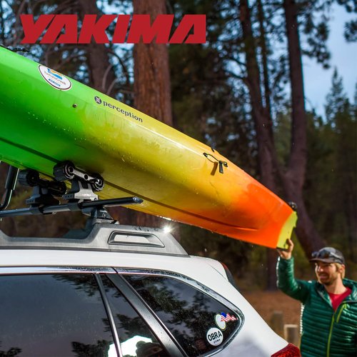 YAKIMA HandRoll Rooftop Mounted Kayak Rack for Vehicles with Heavy Duty Strap, Bow, and Stern Tie Down, Tool Free Installation, Set of 2 Kayak Rollers