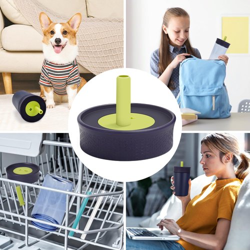 Replacement Lid for Owala Kids Insulation 15 Oz and 12 Oz, Spill Resistant Replacement Cap, Flexible Removable Straw, Easy to Clean, BPA-Free Dishwasher Safe, Accessories for Owala Kids, Navy blue*2