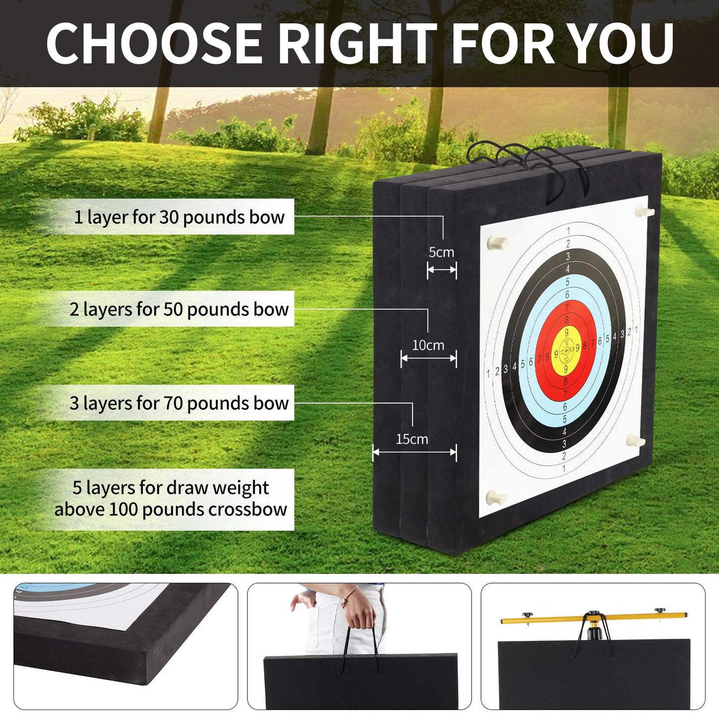 FENJANER 20" Foam Archery Target with Hanging Rope for Backyard Shooting