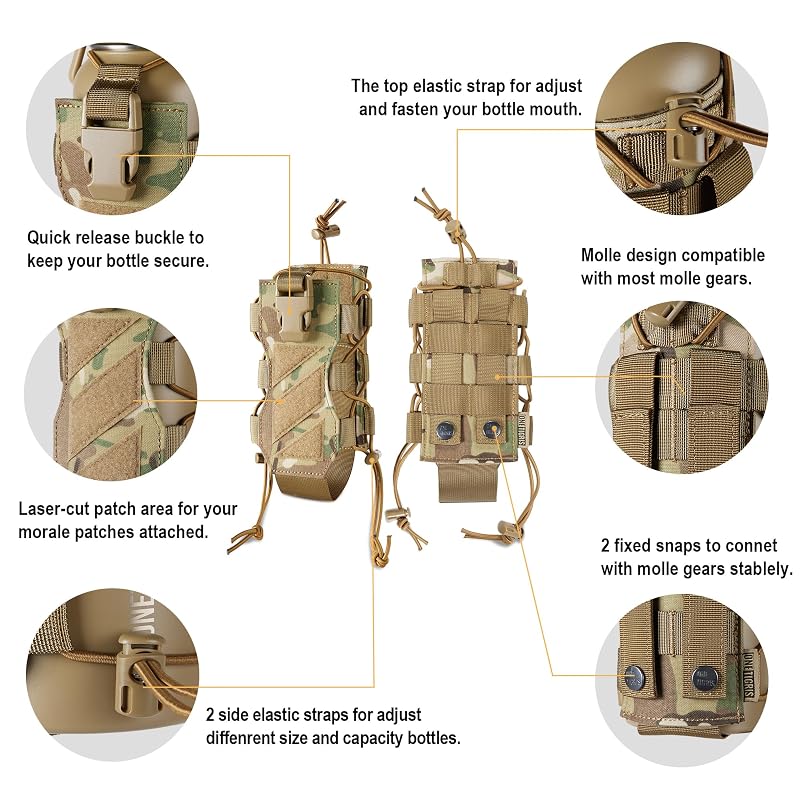 OneTigris MOLLE Water Bottle Pouch Holder CamO (18-32 oz) Variation: CamoC