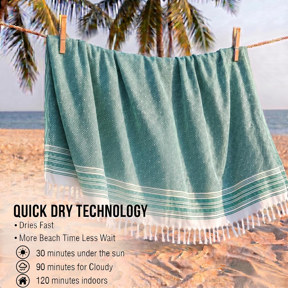 Yongoes Oversized Turkish Beach Towel Blanket Cotton Giant XL Sandproof Towels Huge Linen XXL Extra Large Big Throw Quilt Blankets for Adults Cloud Travel Camping Glamping Accessories Essentials