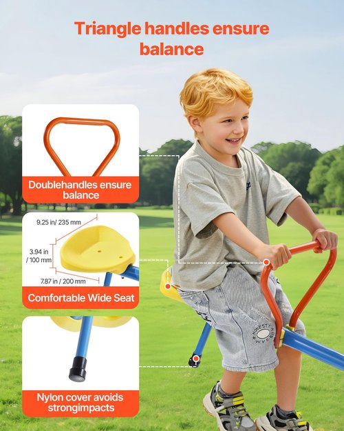 VEVOR Seesaw Teeter Totter for Kids, 110 lbs Load Capacity per Seat, Sit and Spin Teeter Totter with 4-prong Support Legs, Playground Equipment with Swiveling 360 Degrees Rotating for Aged 3+, 4 Seats