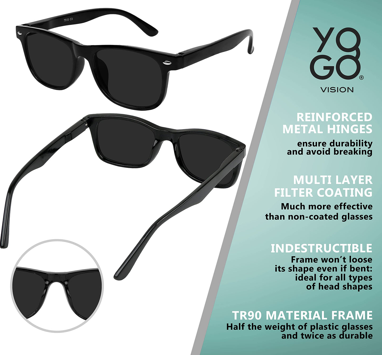 Yogo Vision Kids Sunglasses Polarized Frame Sunglasses for Kids Boys Girls (3 Pack Age 3-10)