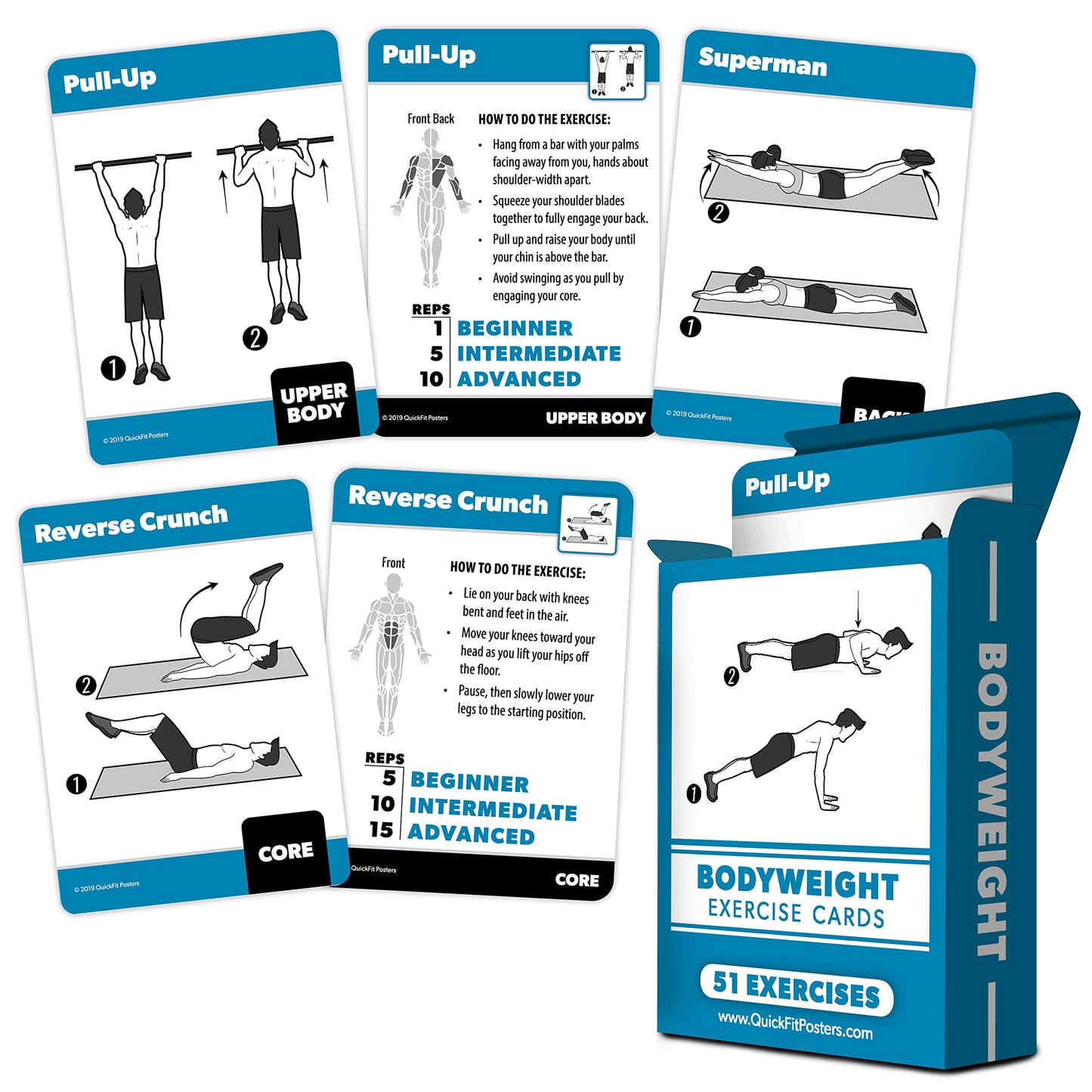 3 Pack - Exercise Cards - Yoga Poses Volume 1 & 2 + Bodyweight Exercises - Yoga Positions and Body Weight Workout Fitness Cards - 2.5" x 3.5"