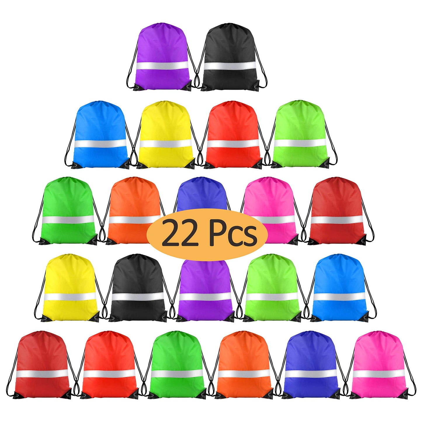 KUUQA 22 Pcs Drawstring Backpack Bag Bulk Reflective Backpack String Bags Cinch Sack Backpack for Team Yoga Sport Gym Traveling (11 Colors)