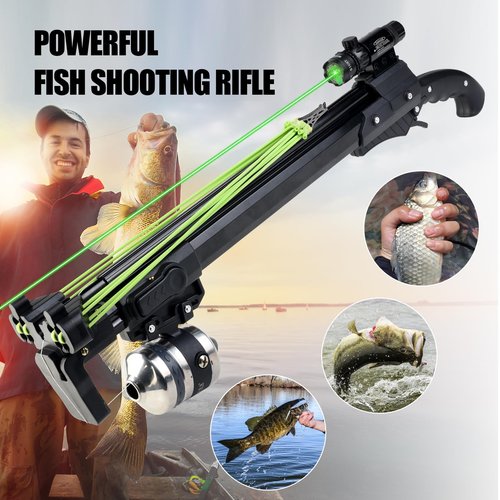 Catch&Hunt Fishing Slingshot, Professional Pole Stretching Shooting Catapult with Metal Fishing Wheel, Fish Dart, and Rubber Band