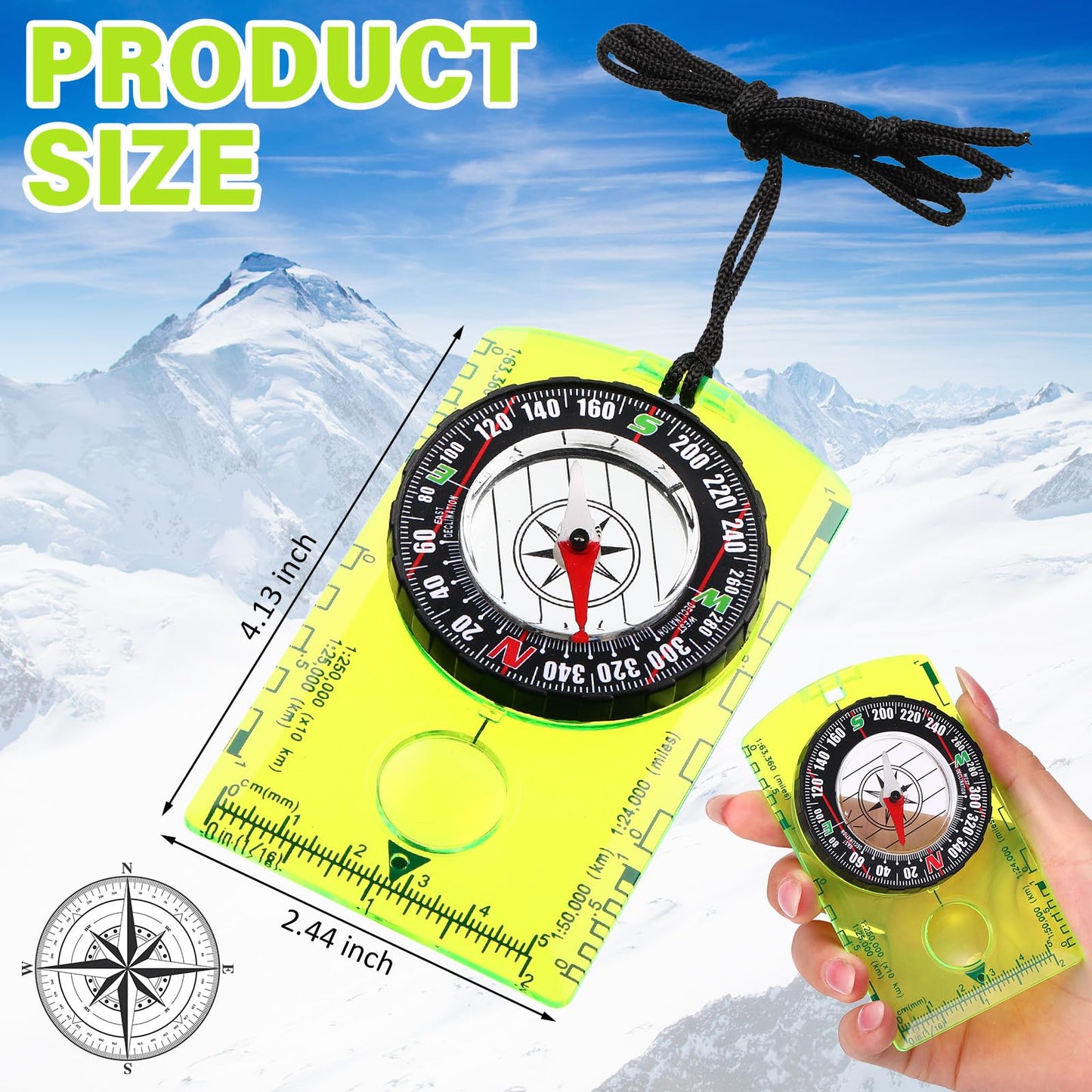 Geiserailie 50 Pcs Acrylic Orienteering Compass Hiking Backpacking Map Reading Compass for Navigation and Survival Outdoor Exploring