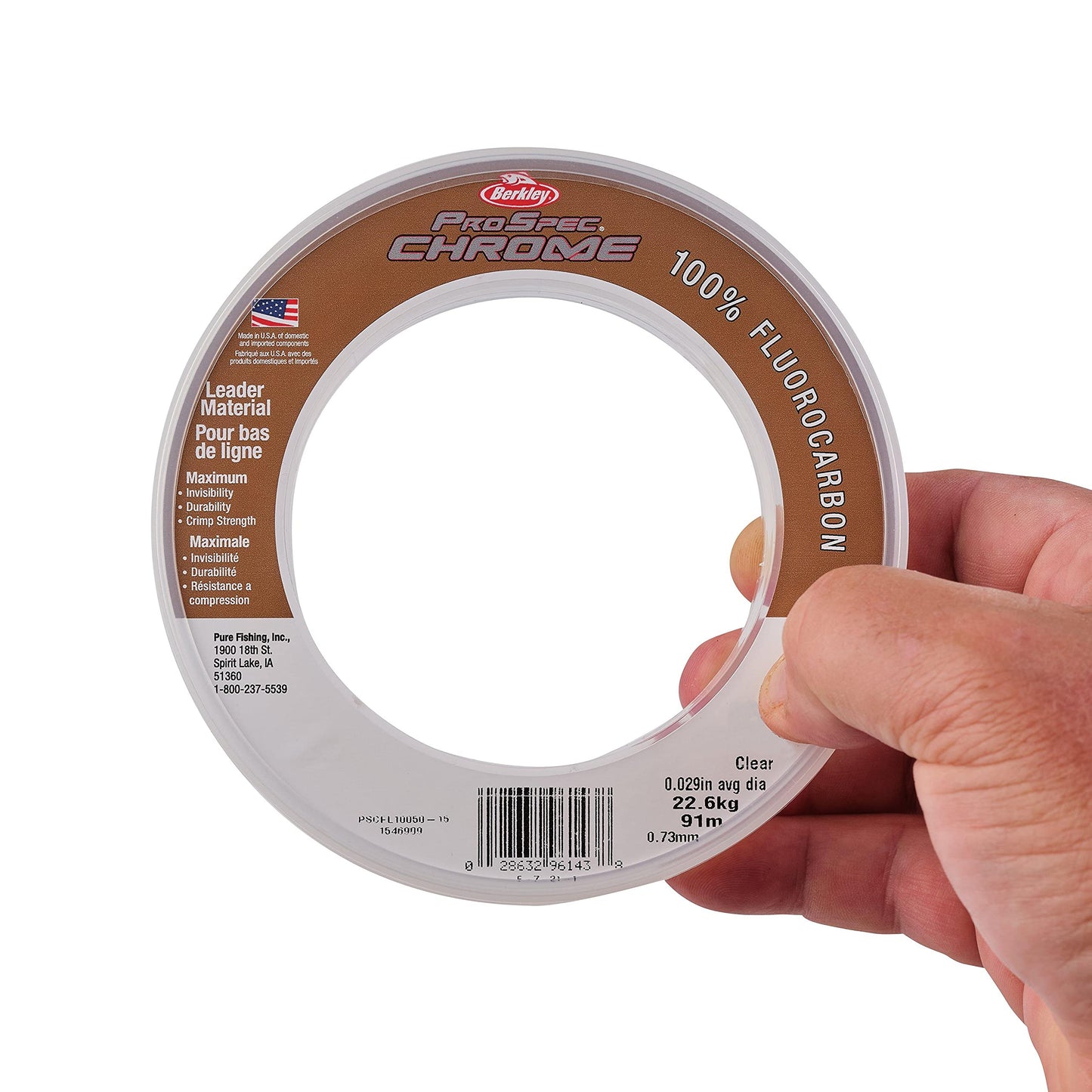 Berkley ProSpec® Chrome 100% Fluoro Leader, Clear, 50lb | 22.6kg, 100yd | 91m Fishing Line, Suitable for Saltwater Environments