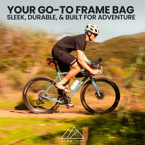 ALMSTHRE Compact Bike Frame Bag – Midnight Black | Weather-Resistant, Waterproof Zippers & Dual-Sided Access for Road, MTB, and Ebike Frames