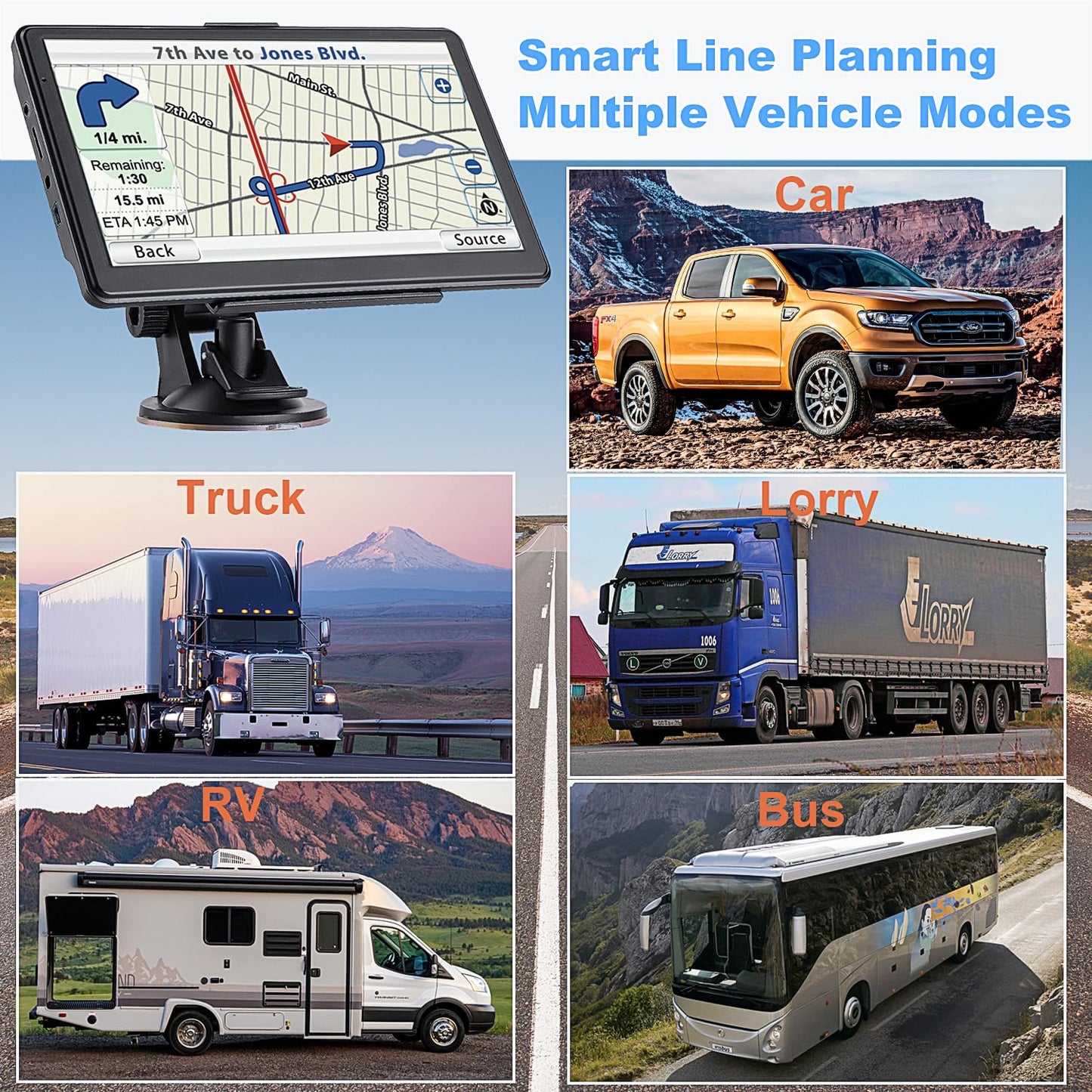 GPS Navigator for Car, Latest 2026 Map 7 inch Touch Screen Car GPS 256-16GB, Voice Turn Direction Guidance, Support Speed and Red Light Warning, North America Lifetime map Free Update(Black)