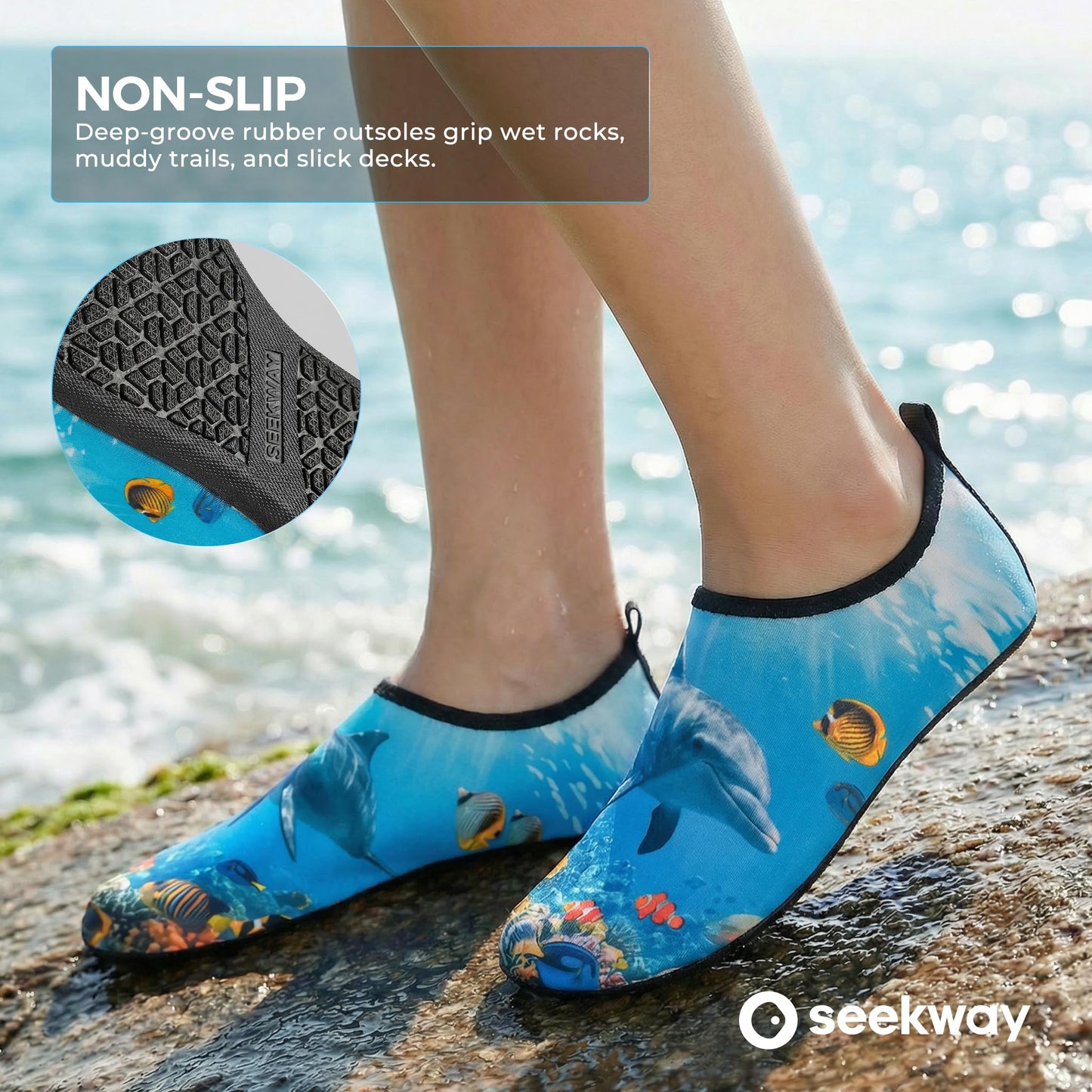 SEEKWAY Water Shoes Barefoot Aqua Socks Quick-Dry Non Slip Shoes for Beach Swim Pool River Boating Surf Women Men Bird SK002(U)
