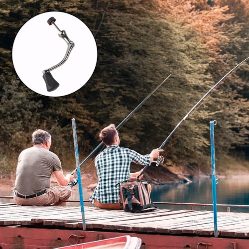 Trinkrittey 1Pcs Fishing Swivel Reel Handle Fishing Wheel Grasp All-Metal Rocker Grip Spin Crank Handle for Spin Reels Replacement Grip Parts Knob Tackle Wheel Arm Grips Part