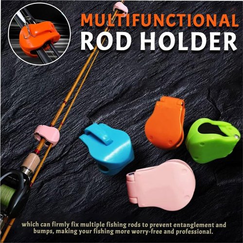 OHYEMISE Multifunctional Rod Holder, Portable Fishing Lure Rod Holders, Beach Fishing Pole Straps, Wall Mounted Takedown Shore Auto Fish Rod Clips Fixed Ball Accessories for Ground Car(MIX,8PCS)