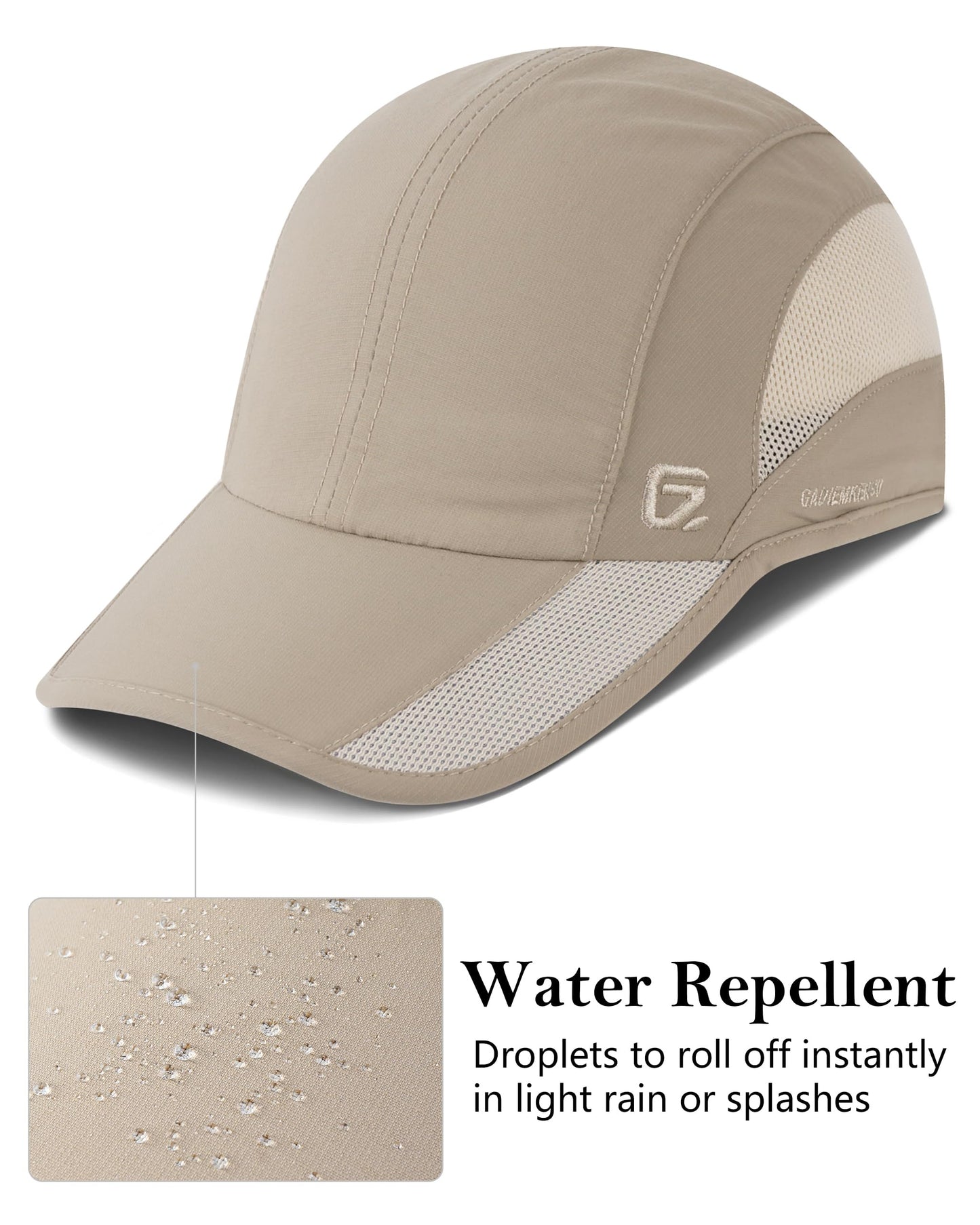 GADIEMKENSD Cooling Running Hat Quick Dry Summer Baseball Cap UPF50+ Sports Sun Caps Breathable Mesh Trucker Dad Hats Unstructured for Golf Tennis Hiking Gym Travel Camping Khaki M/L 7-7 1/2