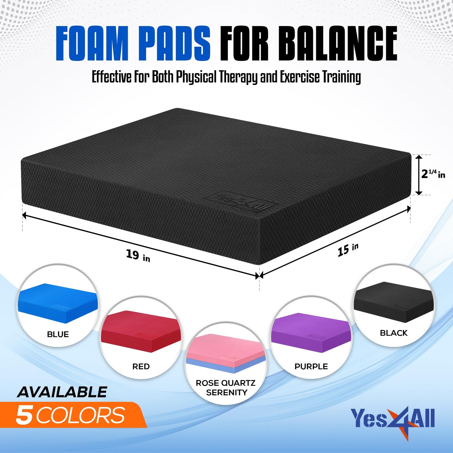 Yes4All Balance Pad, Nonslip TPE Foam Balance Pad with Upgraded Sizes - L, XL, XXL Balance Mat for Fitness, Yoga & Stability Training - Multicolor Options - XL, Black