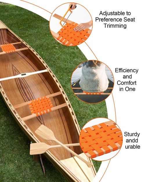 4 Pack Canoe Seat Replacement Kit with paddles - Comfort 34 Inch Nylon Webbed Bench Seats & 32 Inch Solid Beech Wood Oars - Universal Fit for Canoes & Small Boats - Canoe Hardware Accessories