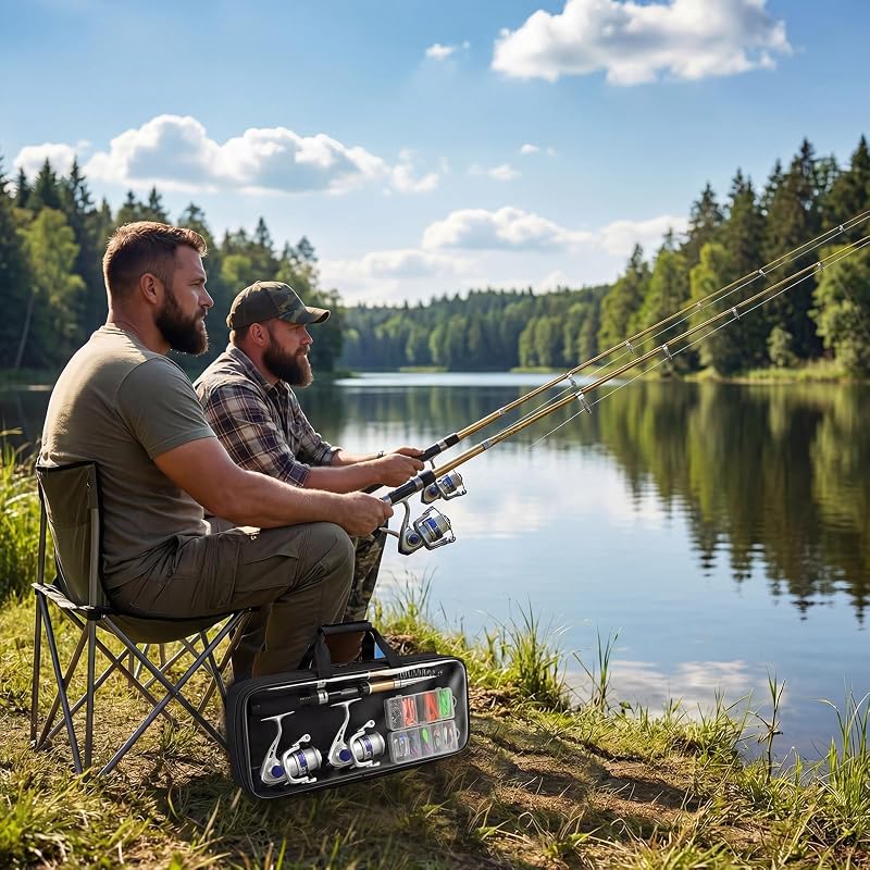 Telescopic Fishing Pole Set with Spinning Reels – 2.1m 2pc Rod & Reel Combo