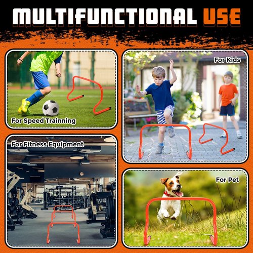 Gemscream 12 Pcs 12 Inch Agility Hurdles Training Equipment Agility Hurdles and Marker Cone Set Disc Cones Speed and Training Obstacle for Athletes Sports Soccer Football Tennis Basketball(Orange)
