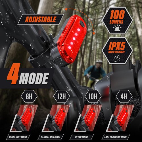 KUNHAK® Rechargeable Bike Lights, Ultra Bright Bike Lights for Night Riding, Road Mountain Bike Accessories for Kids Adults - Headlight with Tail Light