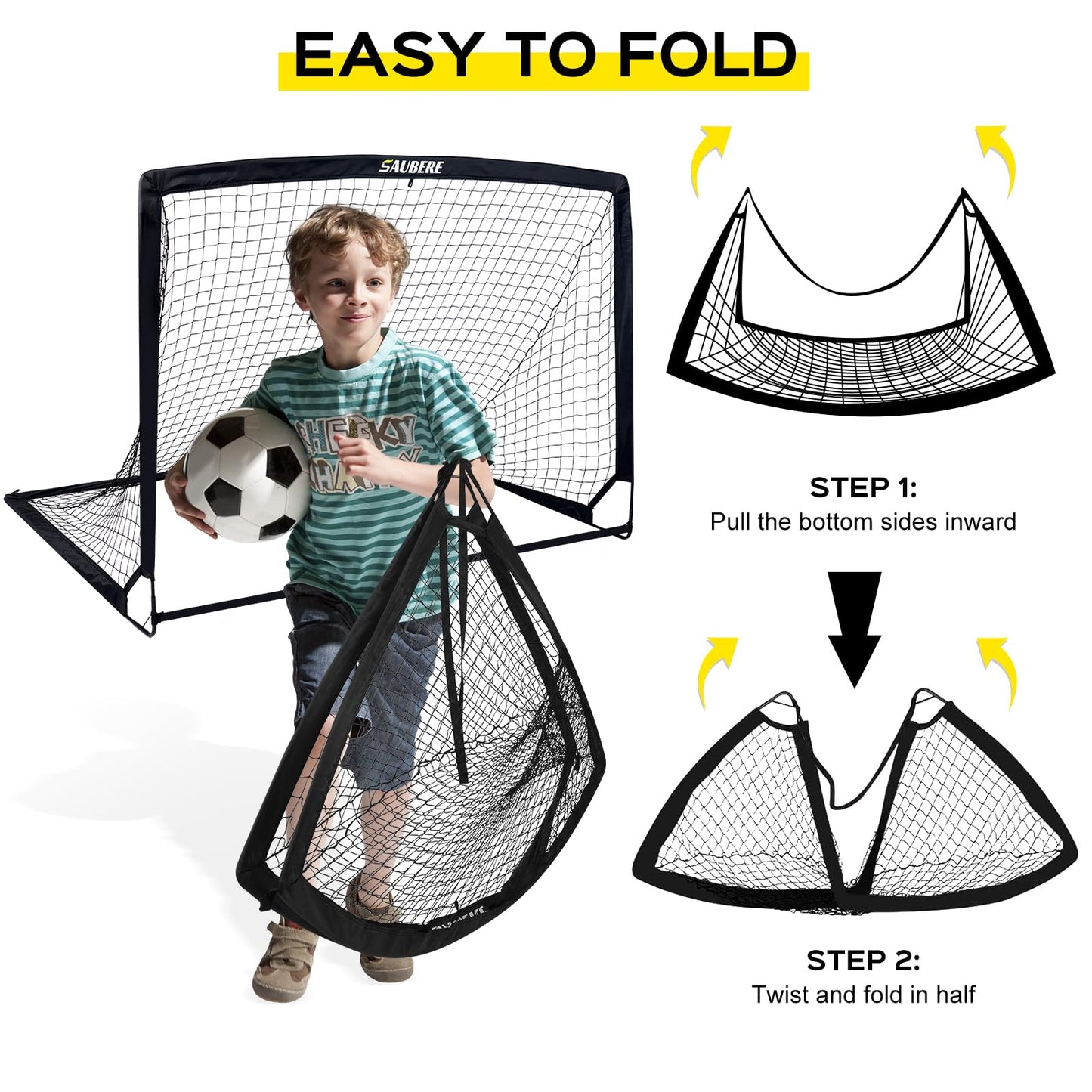 6x4 ft Kids Soccer Goals for Backyard Set of 2- Portable Pop Up Soccer Net for Backyard for Kids Toddler Youth, Soccer Training Equipment+ Soccer Goal Target, Ball and Cones, Outdoor Soccer Games
